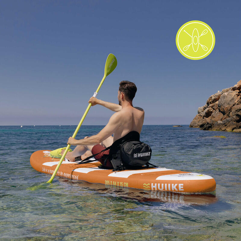 Placă SUP Gonflabilă 10’ Convertibilă în Caiac, până la 130 kg, Portocalie