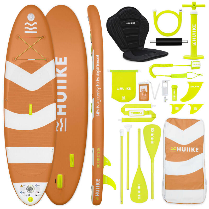 HUIIKE Nafukovací Paddleboard 10’ Přestavitelný na Kajak, do 130 kg, Oranžový