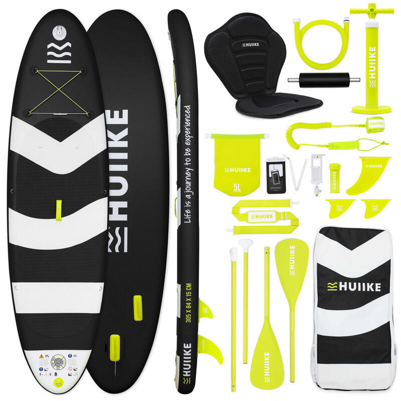 HUIIKE Tabla Paddle Surf Hinchable Accesorios Premium, HUIIKE, Negra, Gran Estabilidad