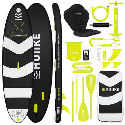 Opblaasbaar supboard met premium accessoires. huiike. zwart. hoge stabiliteit