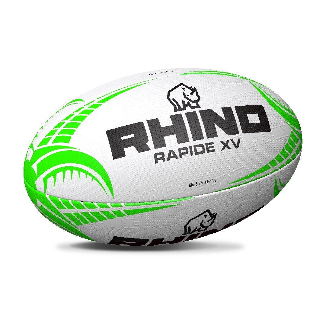 Rhino Rapide XV Rugby Ball, White/Green 4 5/5