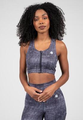 Camilla Zip-Front Reggiseno sportivo - Blu Denim