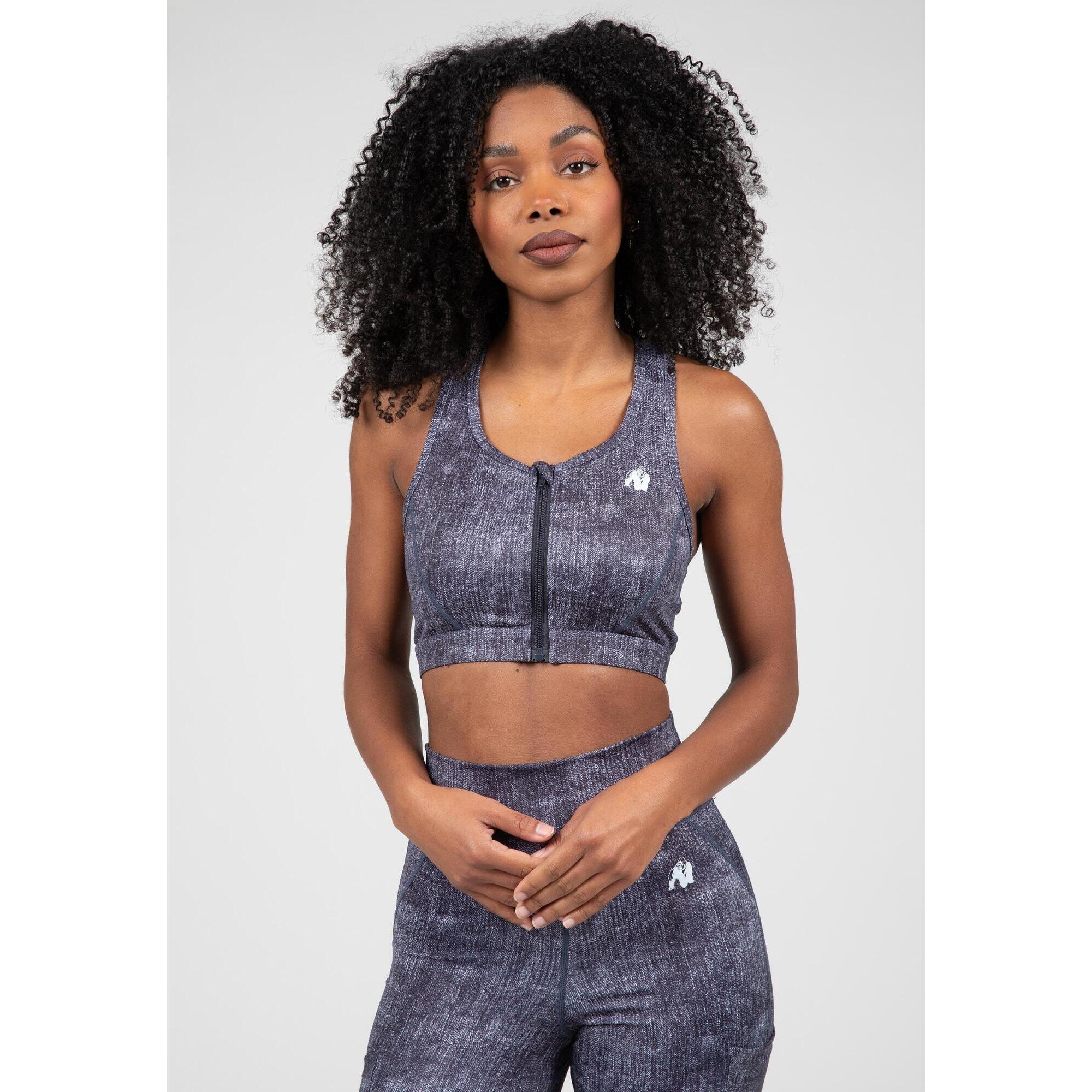Gorilla Wear - Camilla Zip-front Soutien-gorge De Sport - Bleu Denim - Brassière - Bleu|gris - 48 Xl - Decathlon