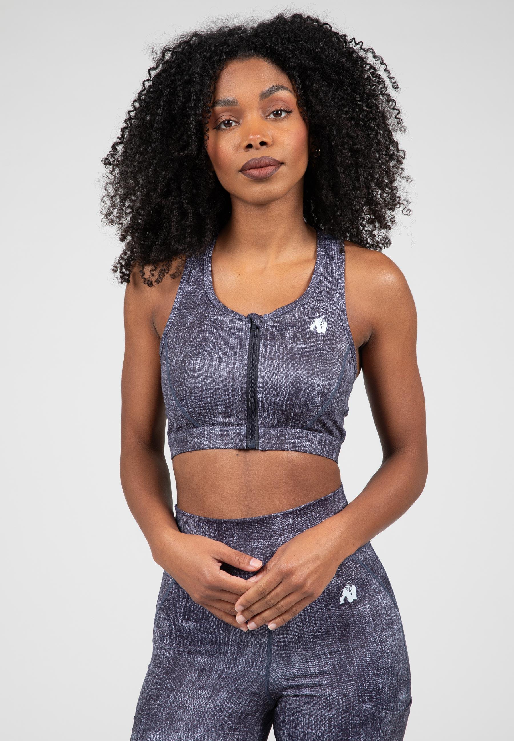 GORILLA WEAR Camilla Zip-Front Reggiseno sportivo - Blu Denim