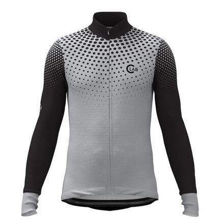 Maillot de Cyclisme Hiver Manches Longues ORDINO Dot Rouge/Noir