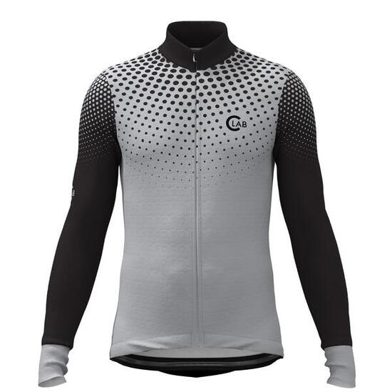 Maillot de Cyclisme Hiver Manches Longues ORDINO Dot Gris