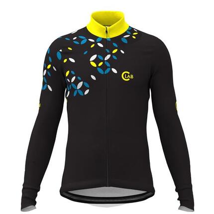Maillot de Cyclisme Hiver Manches Longues ORDINO Dot Rouge/Noir