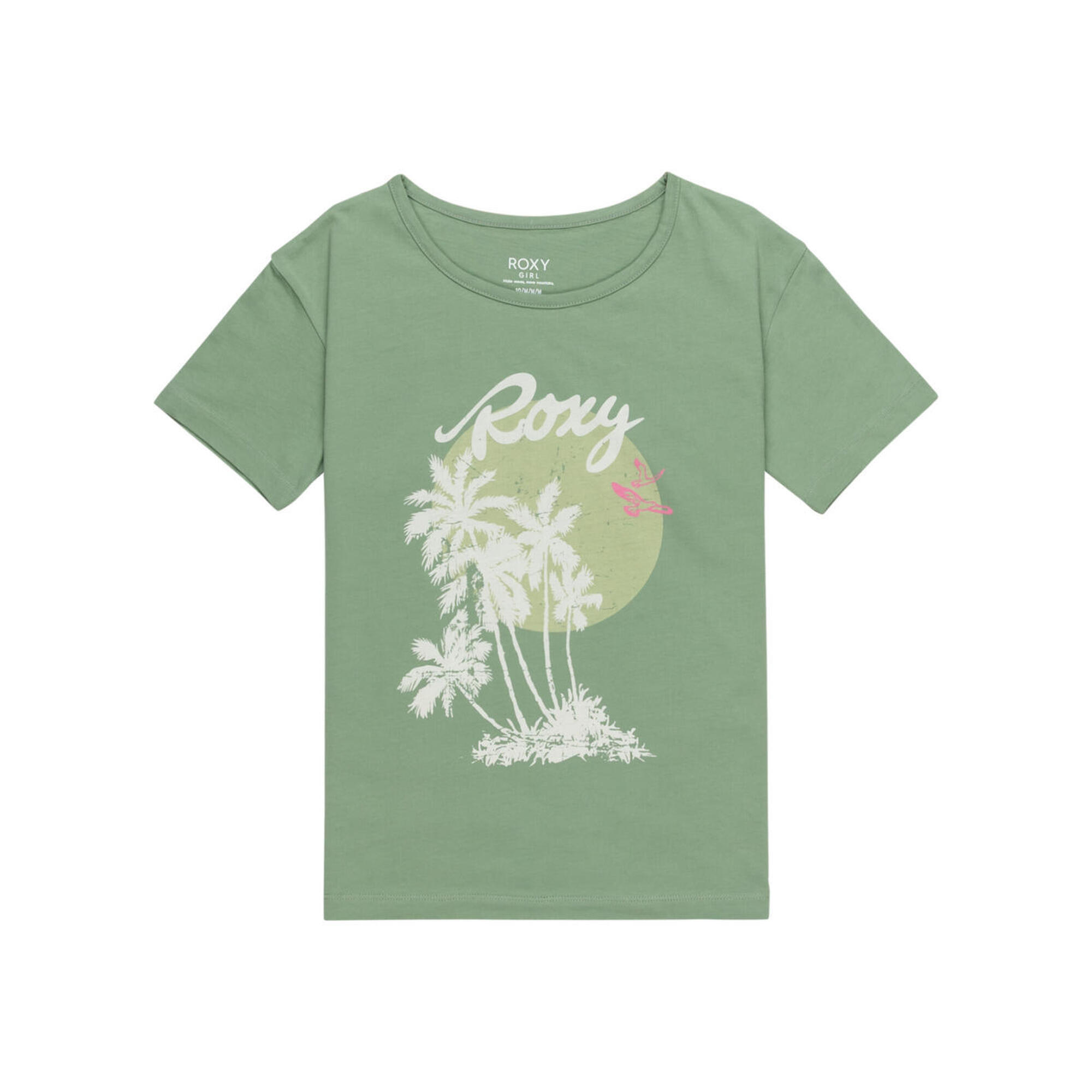 Roxy - T-shirt À Manches Courtes Day And Night Vintage Vert Fille - T-shirt Manches Courtes - Vert - 12 À 14 Ans - Decathlon