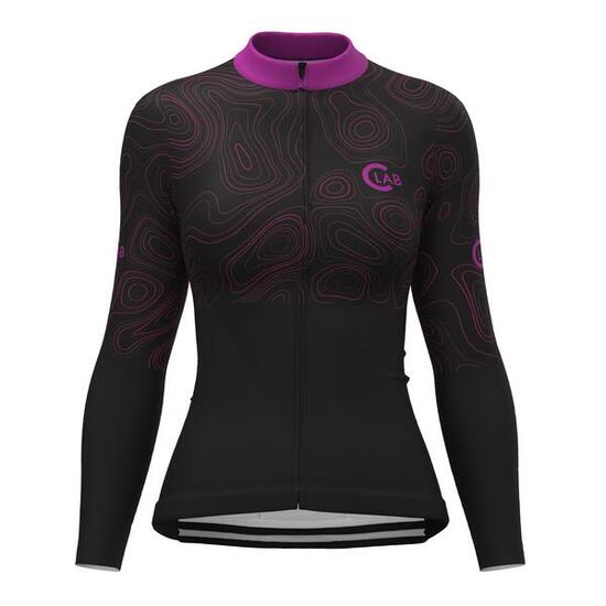 Maillot Hiver Manches Longues Femme ORDINO Map Noir/Fuchsia
