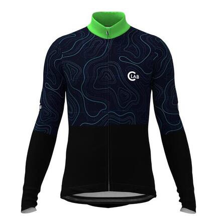 Maillot de Cyclisme Hiver Manches Longues ORDINO Dot Rouge/Noir