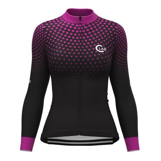 Maillot Hiver Manches Longues Femme ORDINO Dot Noir/Rose