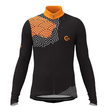 Maillot de Cyclisme Hiver Manches Longues ORDINO Dot Rouge/Noir
