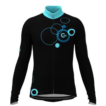 Maillot de Cyclisme Hiver Manches Longues ORDINO Dot Rouge/Noir