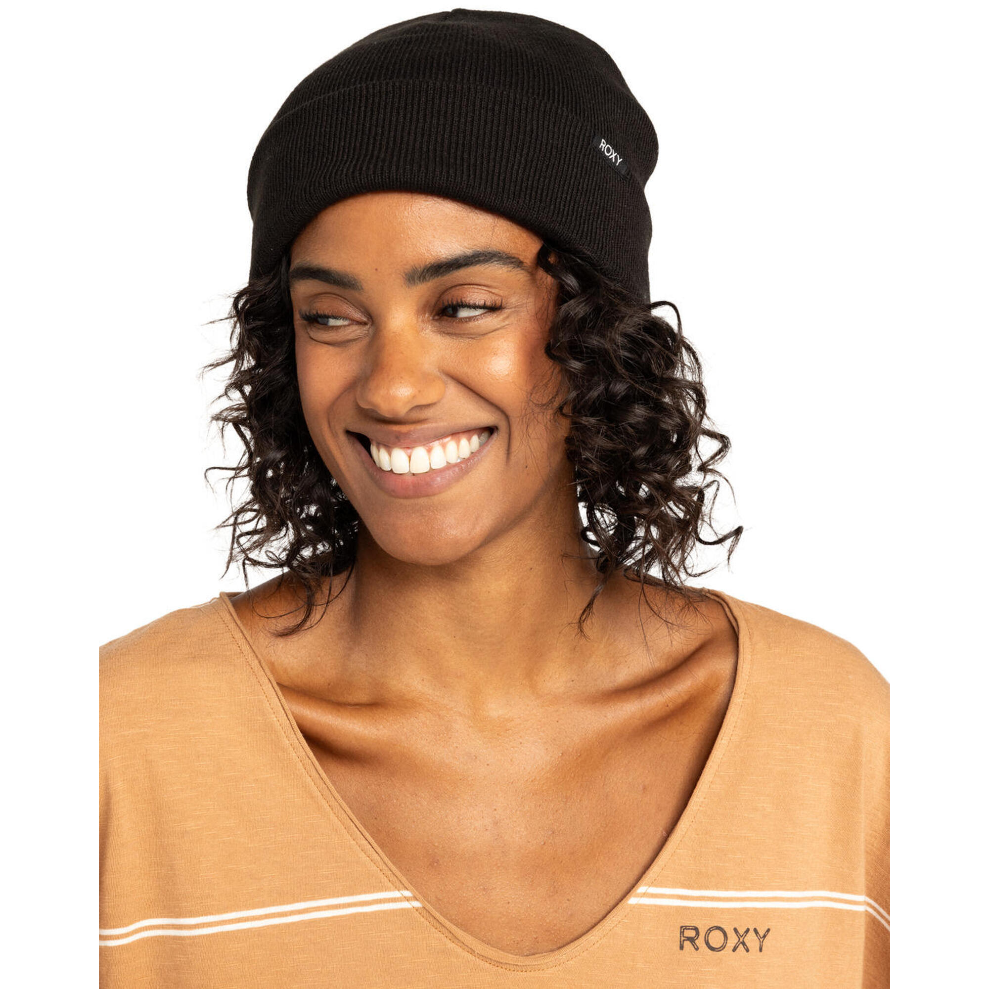 Roxy - Bonnet À Revers Tropical Snow 2024 Noir Femme - Bonnet - Noir|violet - Taille Unique - Decathlon