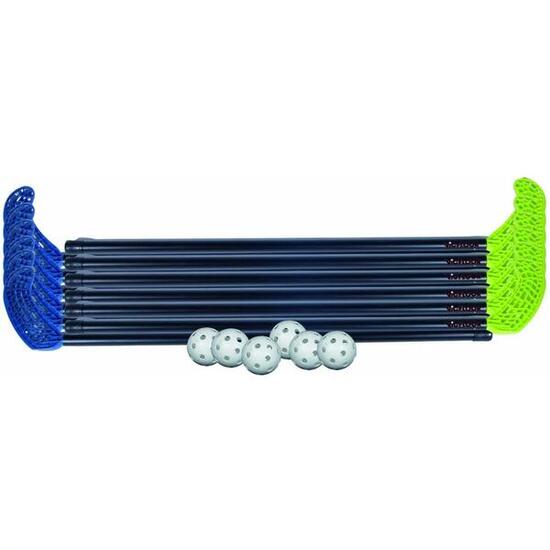 Floorball-Set aus Kunststoff 85/96 cm 2x6 Schläger 6 Bälle