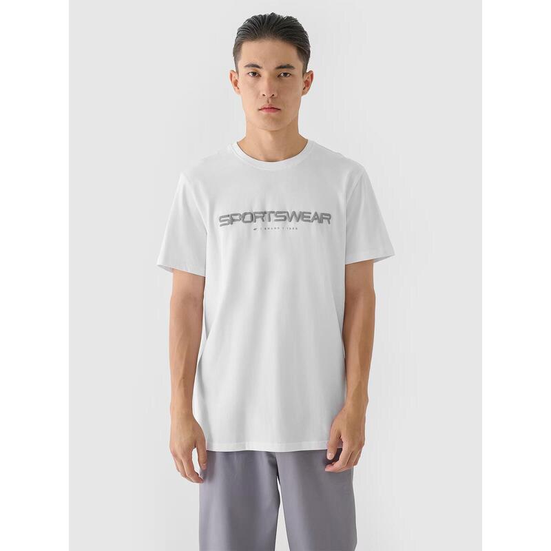 Tricou regular bărbați 2965 cu imprimeu Sportswear - alb, L