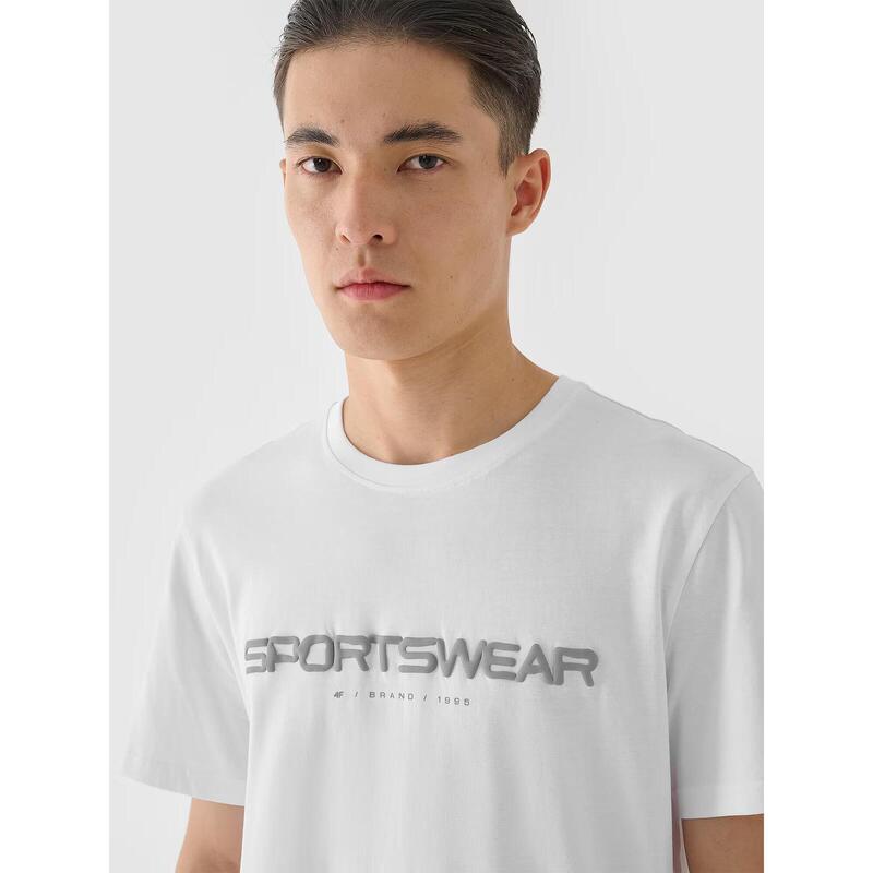Tricou regular bărbați 2965 cu imprimeu Sportswear - alb, L