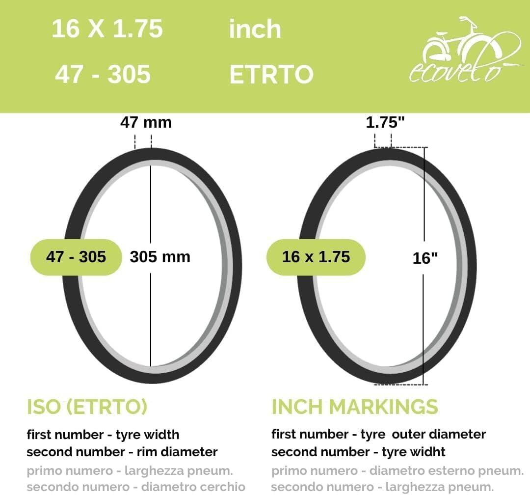 Copertone 16x1.75 (47-305), pneumatico demi slick 16 x 1.75 citybike bimbo EV 2/4