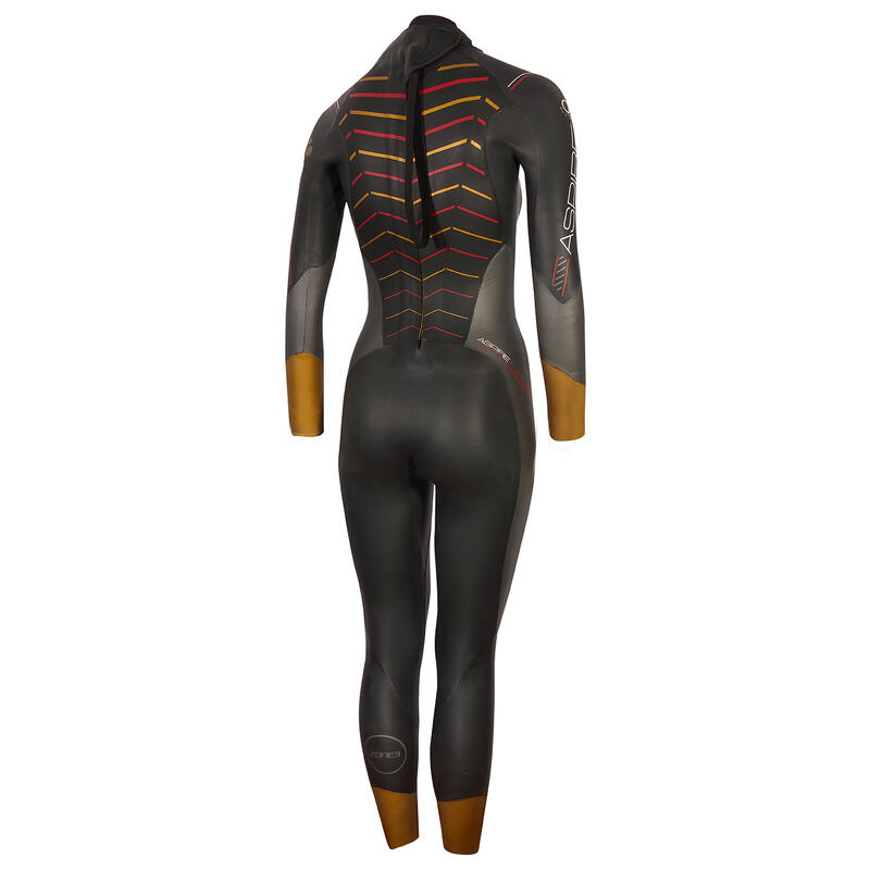 Costum de neopren pentru femei ZONE3 Thermal Aspire 4 mm negru/gri/auriu/roșu