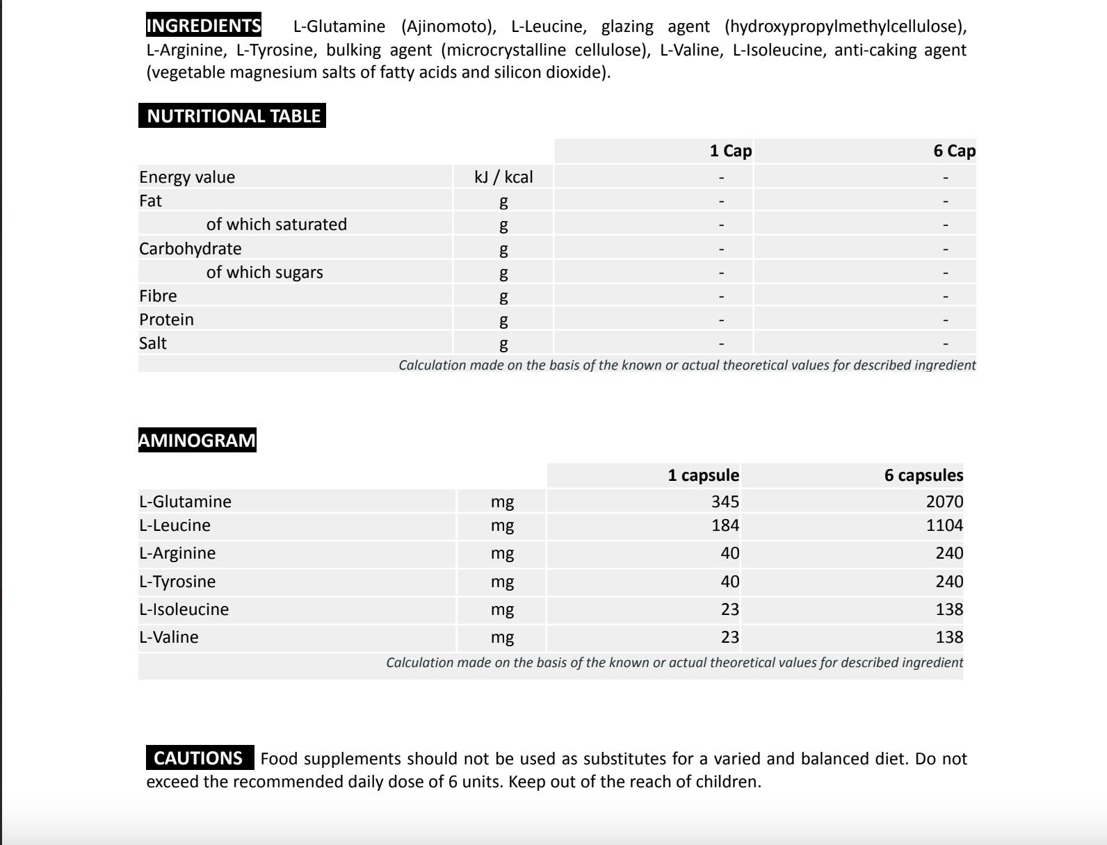 Suplemento alimentar à base de glutamina – Amino – Bcaa – Comprimidos 3/3