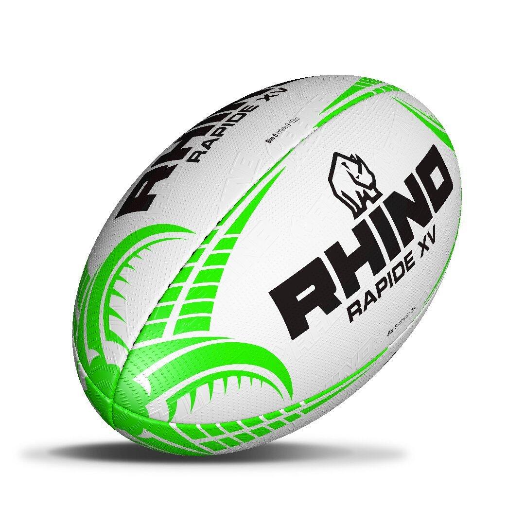 RHINO Rhino Rapide XV Rugby Ball, White/Green 3