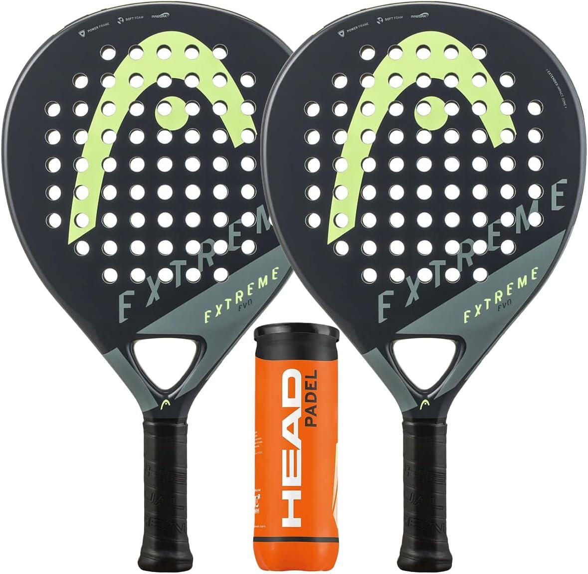 HEAD Head Evo Extreme Padel Racket Twin Set & 3 Head Padel Balls