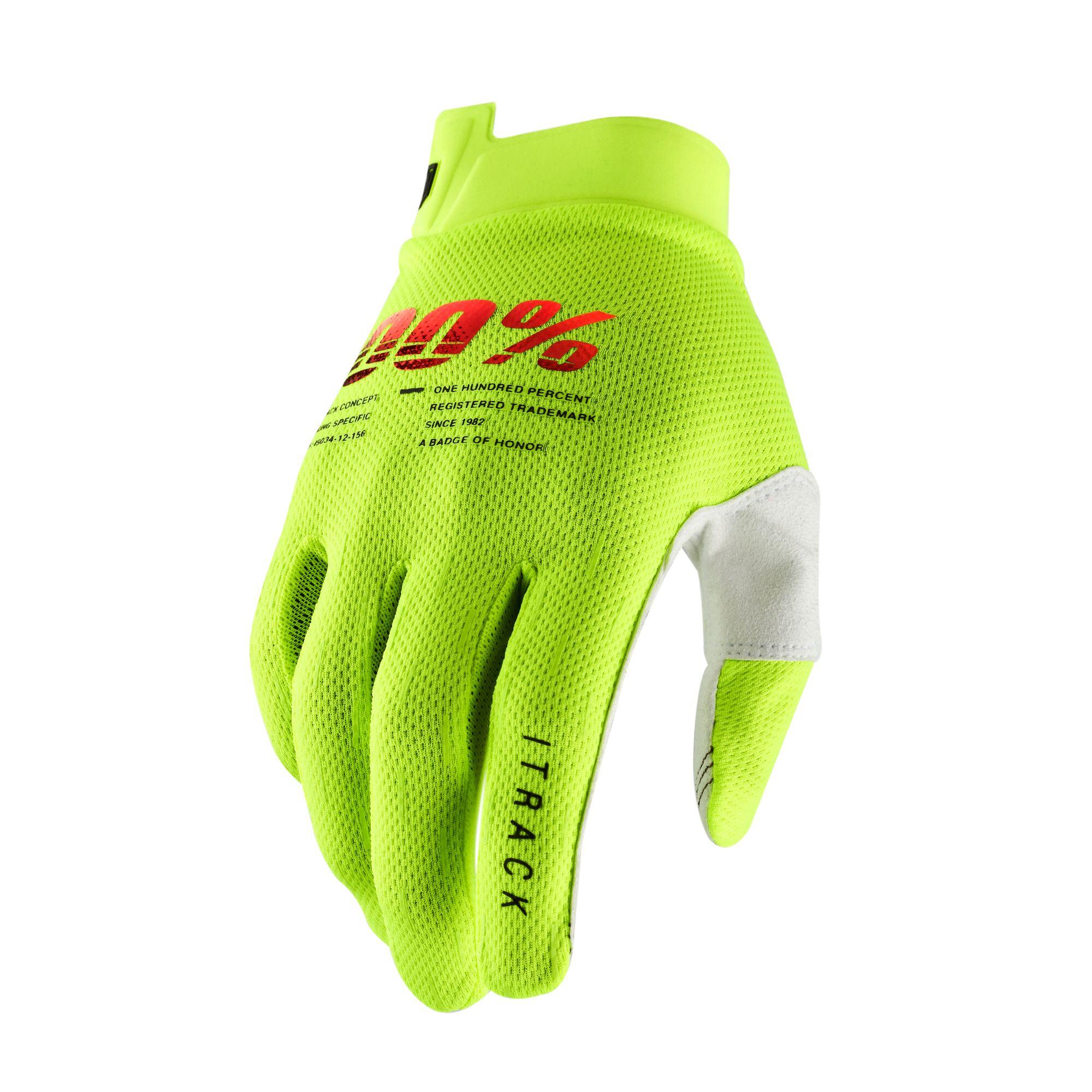 100% ITRACK Gloves Fluo Yellow -  Bike MTB Cycling