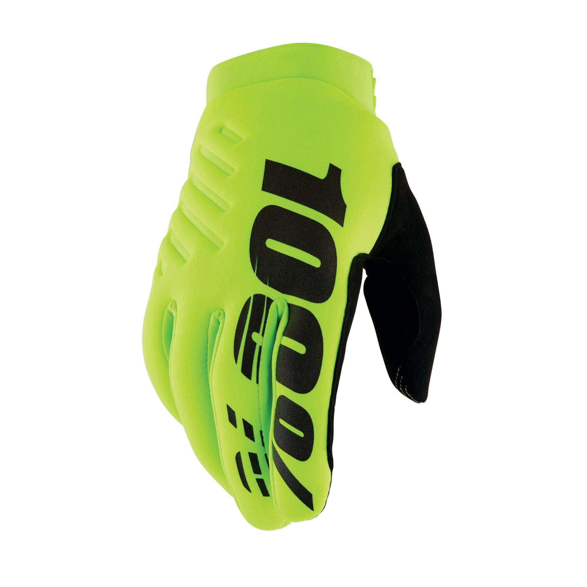 100% 100% BRISKER Youth Glove – Fluo Yellow/Black - MTB Cycling Cold Weather Glove