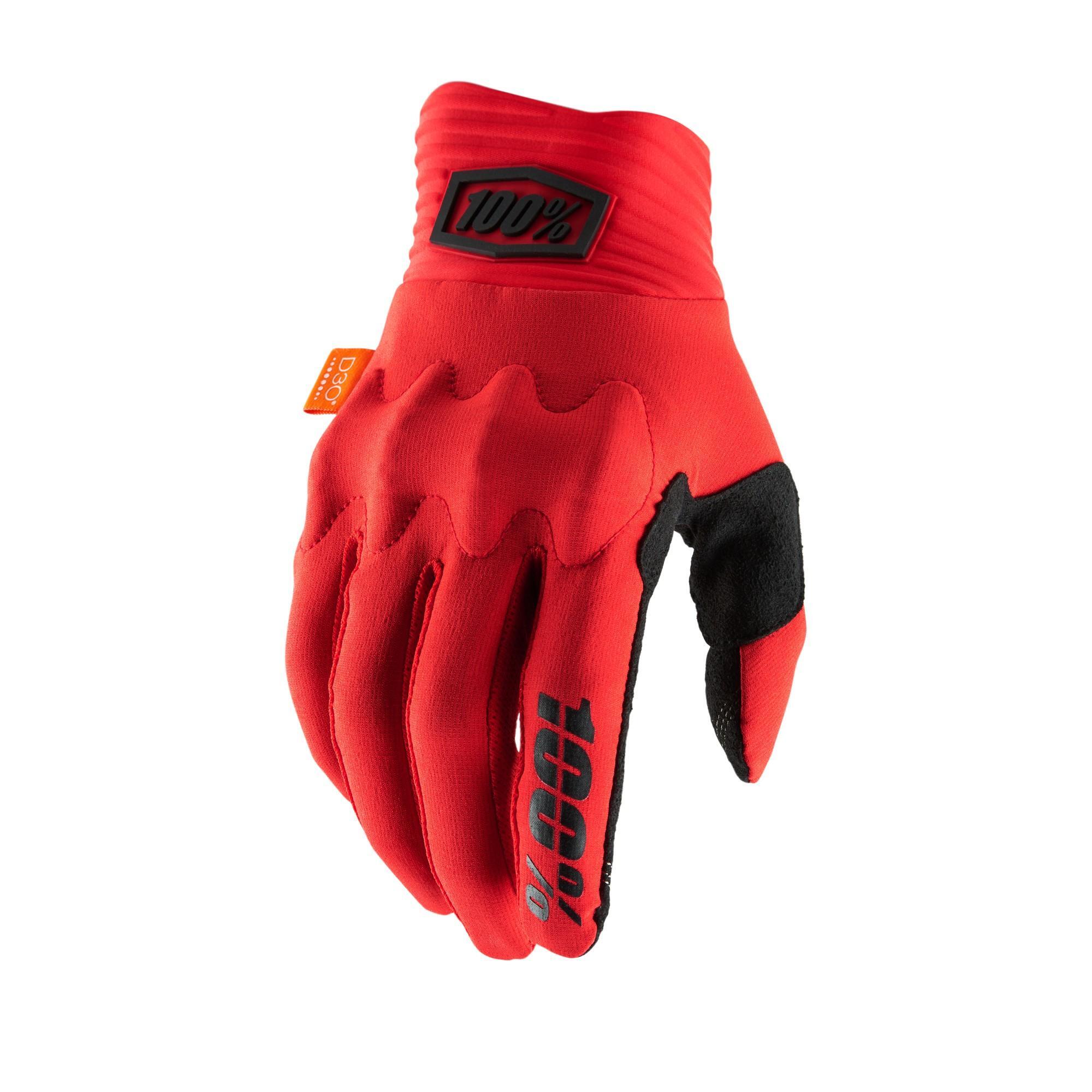 100% COGNITO D3O Gloves Red/Black -  Bike MTB Cycling