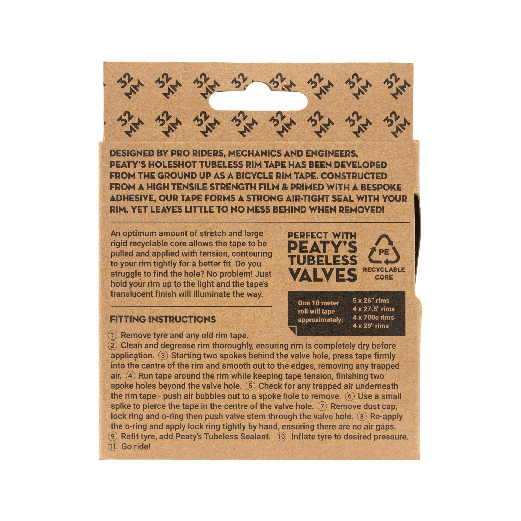 Peatys Workshop Holeshot Tubeless Rim Tape (50m x 32mm) MTB Bike Cycling 2/2