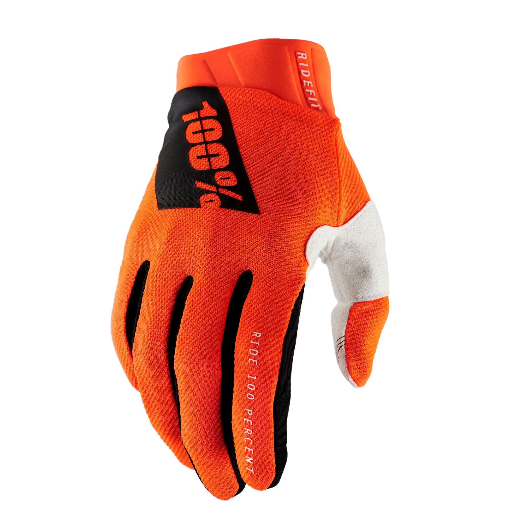 100% RIDEFIT Gloves Fluo Orange -  Bike MTB Cycling