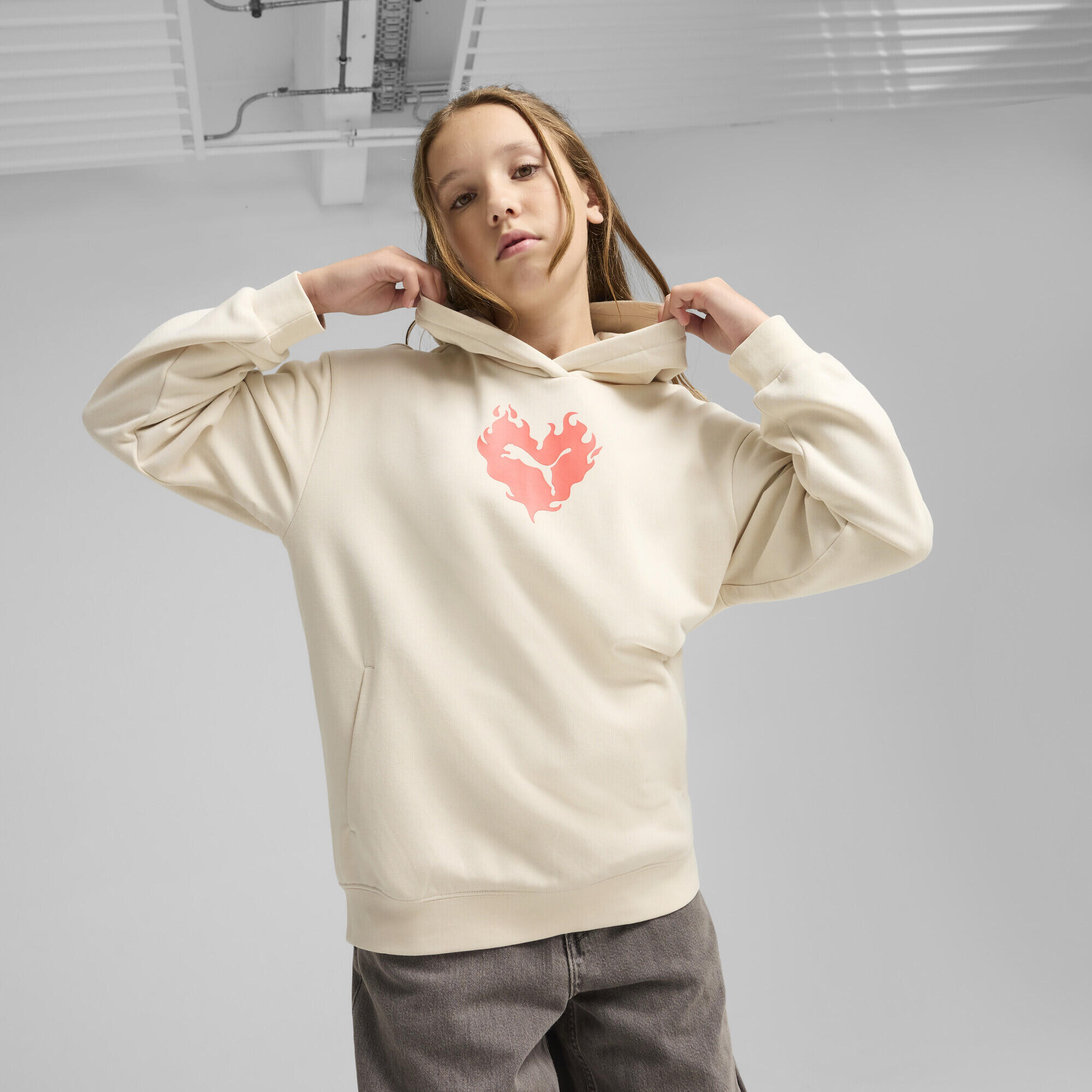 Manga Para Aumentar Transpiração Infantil Flaming Love Hoodie PUMA 2/7