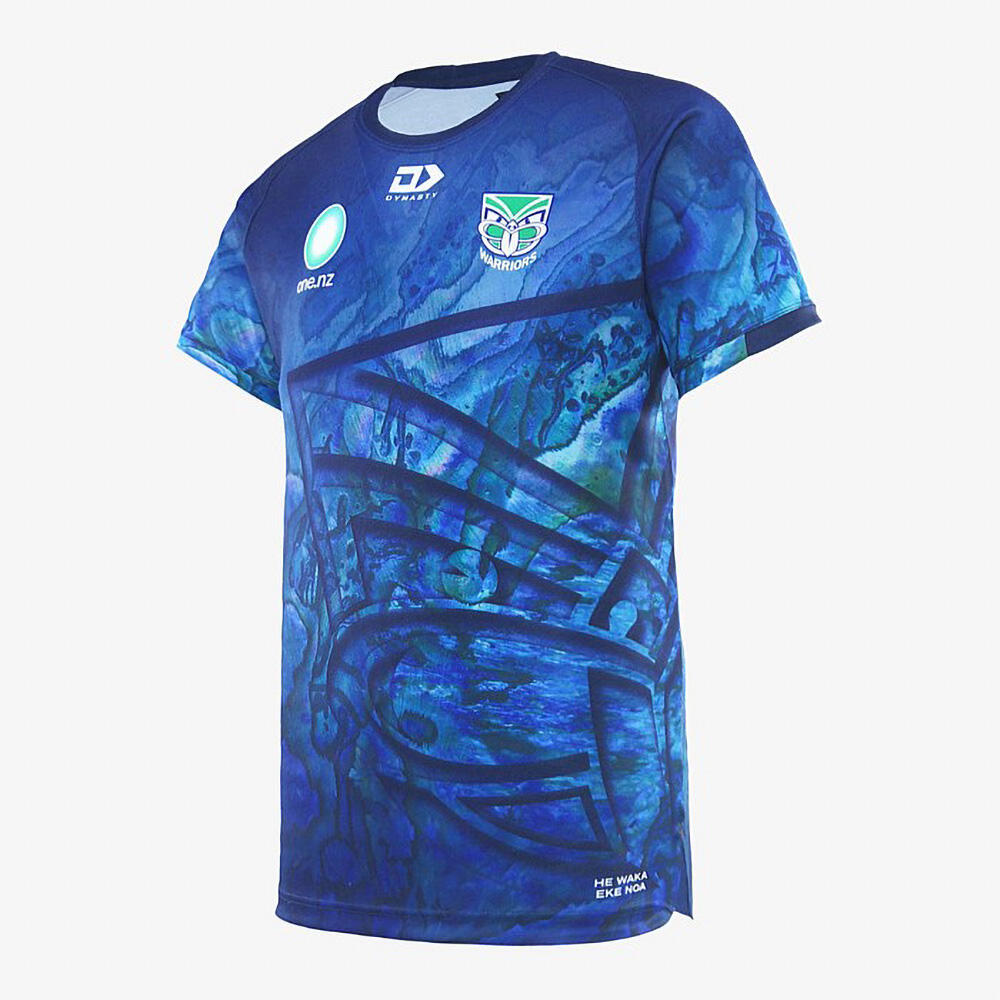 DYNASTY T-shirt Di Riscaldamento New Zealand Warriors Nrl 2025 Blu Marina