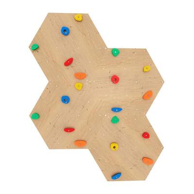 Parete da Arrampicata Indoor per Bambini con Pannelli Esagonali in Legno