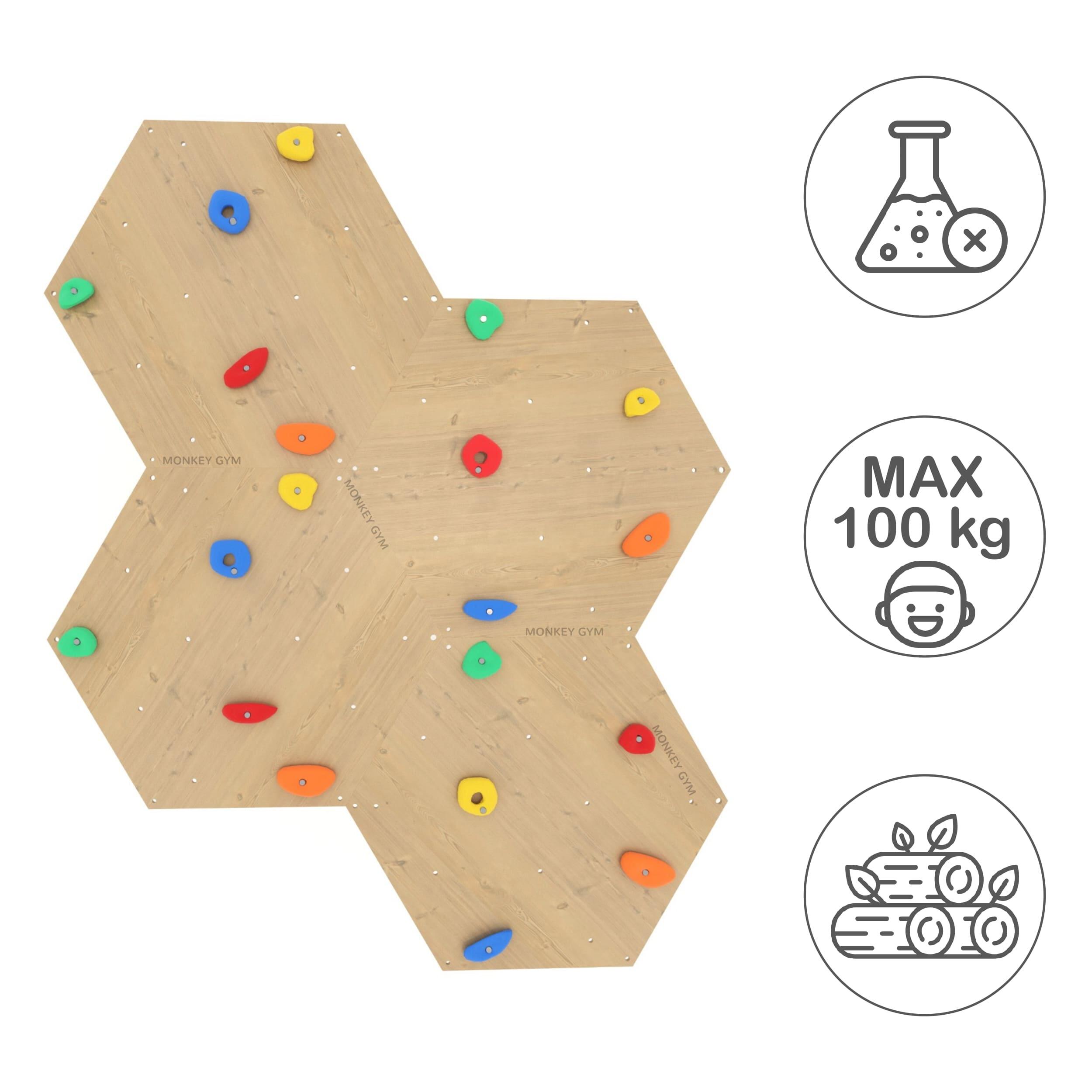 Hexagon Klimwand – 4-delige Houten Set 4/7