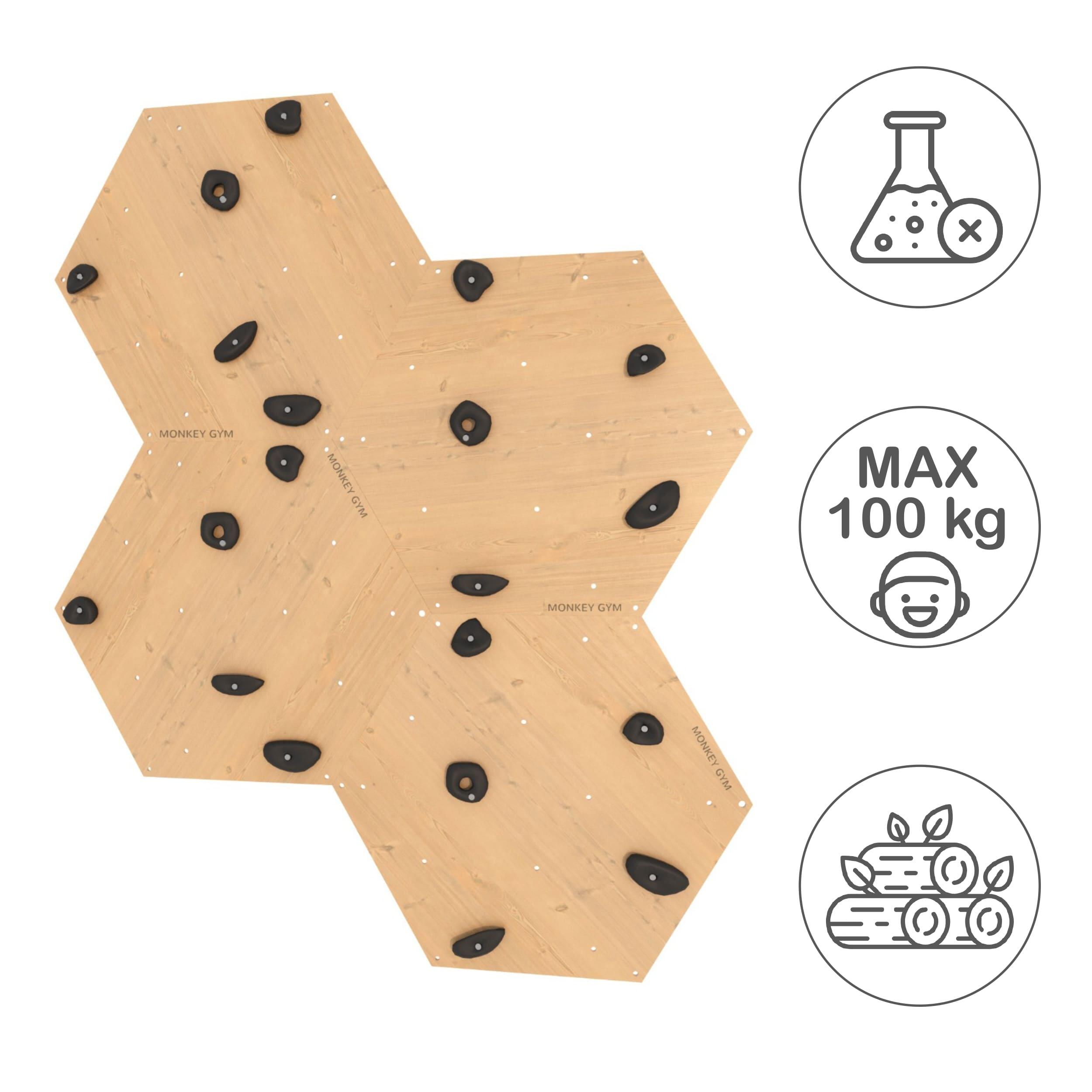 Mur d’Escalade Hexagonal – Lot de 4 Panneaux 6/7