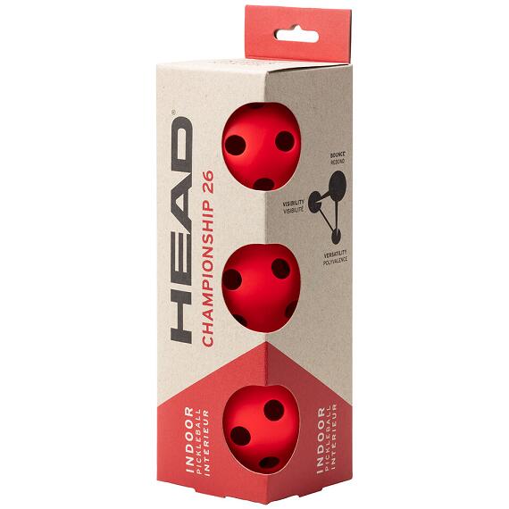 HEAD Head Championship 26 Indoor Pickleball Balls - 3 Pack Red
