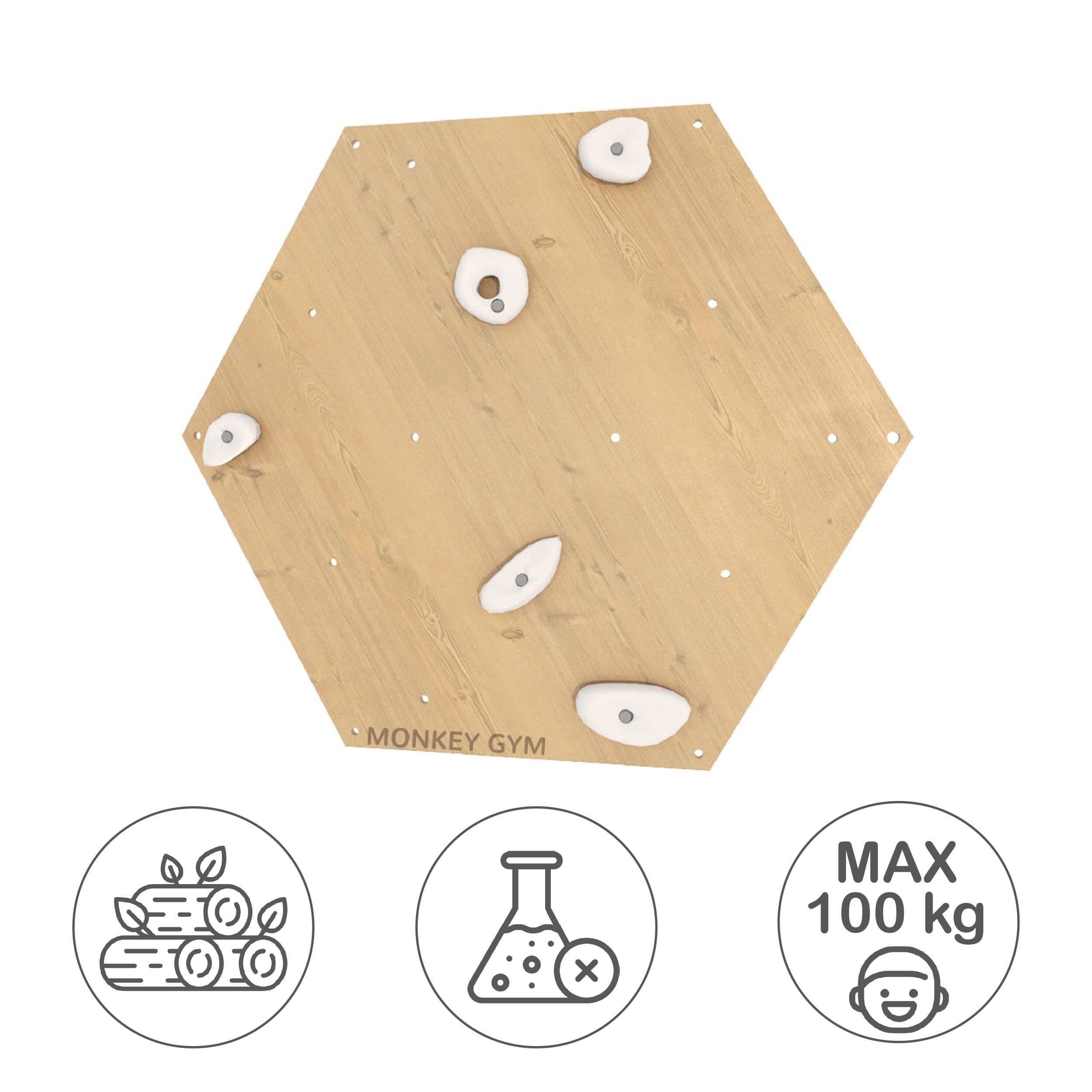 Enfant Gymnastique Mur d'Escalade Panneau Hexagone Bois 1pc Prises Blanc 4/7