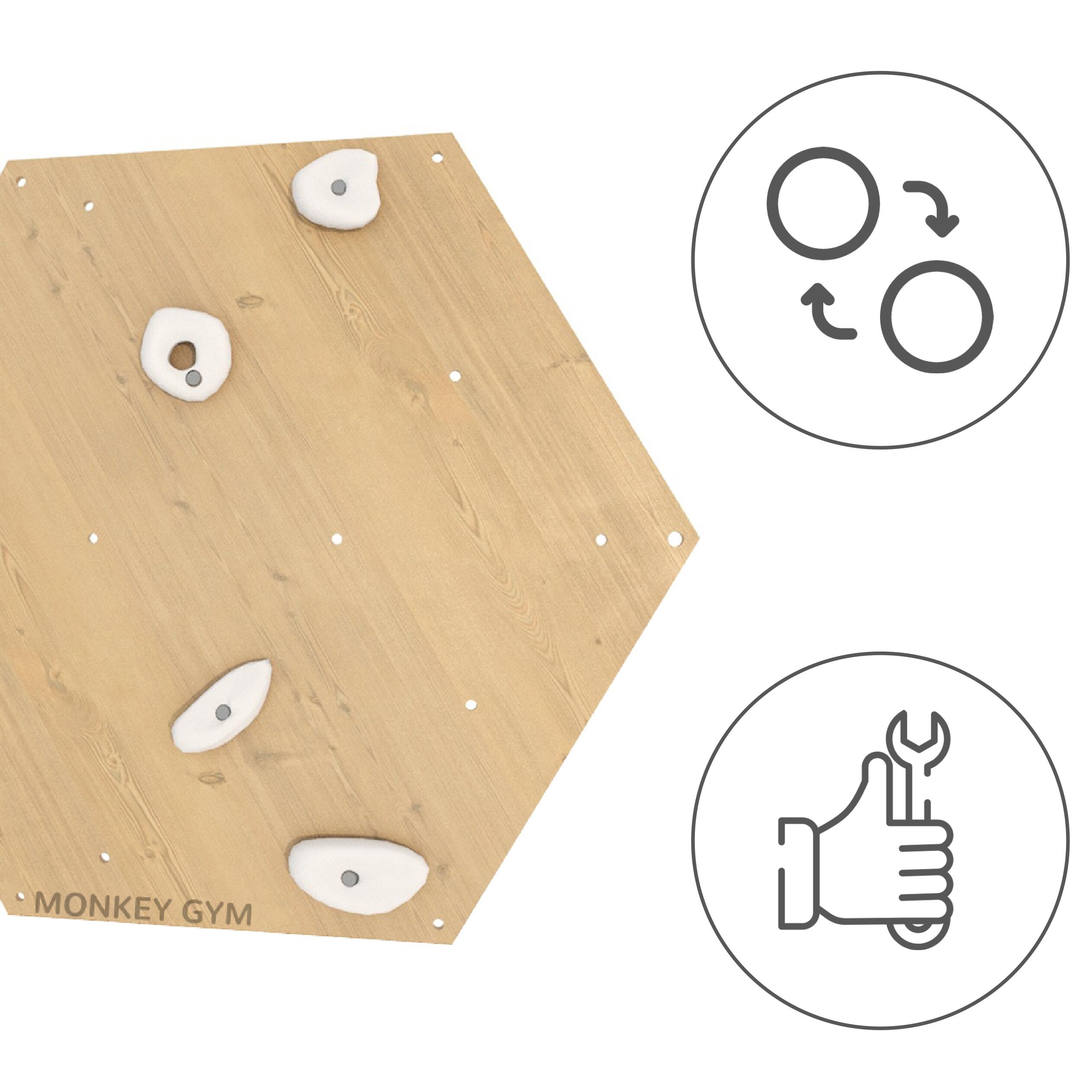 Enfant Gymnastique Mur d'Escalade Panneau Hexagone Bois 1pc Prises Blanc 2/7