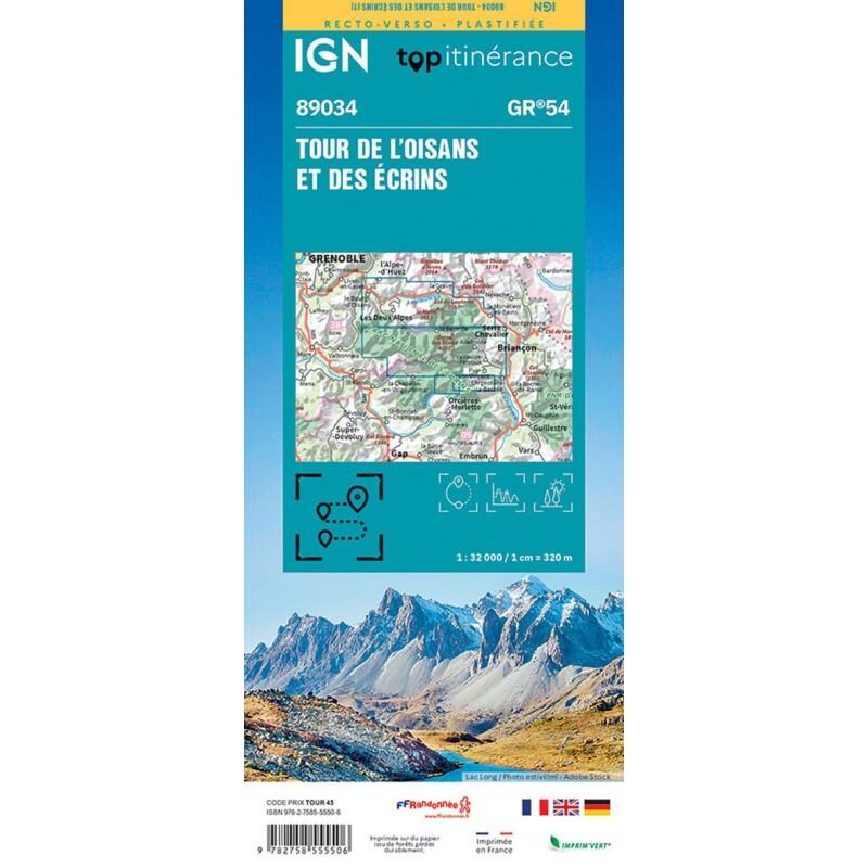 TOUR DE L OISANS ET DES ECRINS GR54 RECTO VERSO PLASTIFIEE 2/2