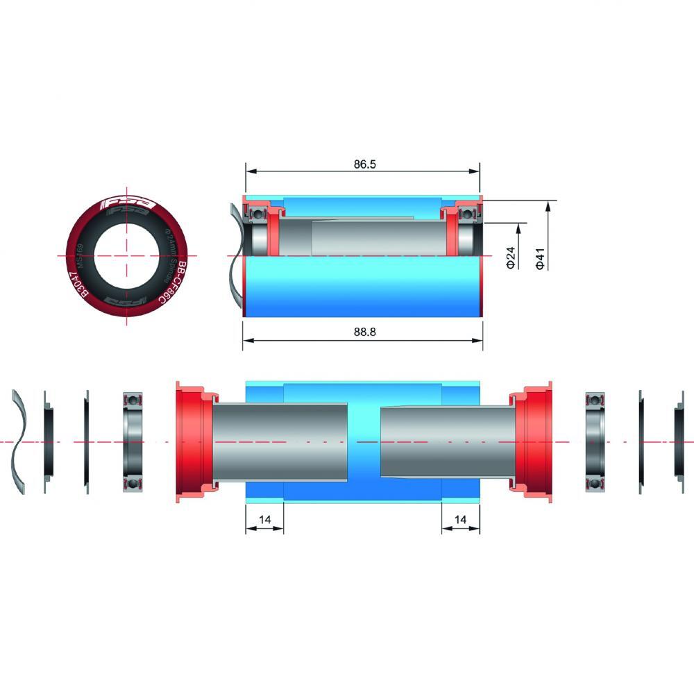Adaptadores  FSA bb92 roulements 19mm alm92/sle/cz 3/3