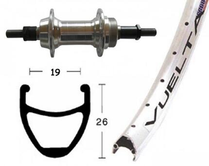 Bike-Parts Laufrad Hinterrad 26x1.90 Zoll Schraubkranz silber Vollachse 36-Lo...