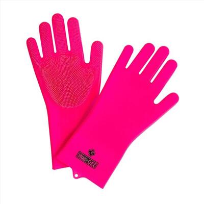 Tiefe Schrubbenschrubbe von m rosa Handschuhen