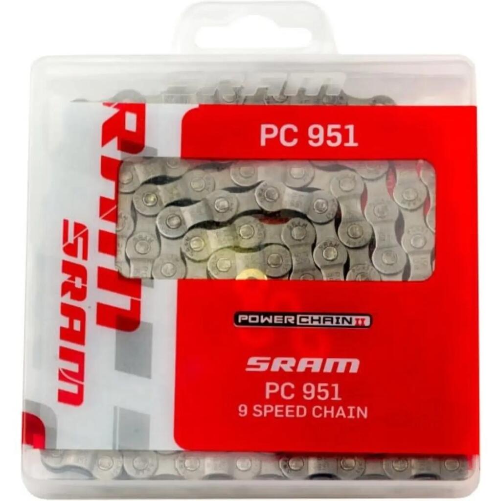 SRAM PC 951 9 Speed Power Link Bicycle Chain 114 Links - Grey