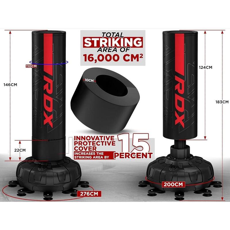 Set sac box de podea Rdx F6 6FT Kara, cu manusi incluse, Rosu, 6FT