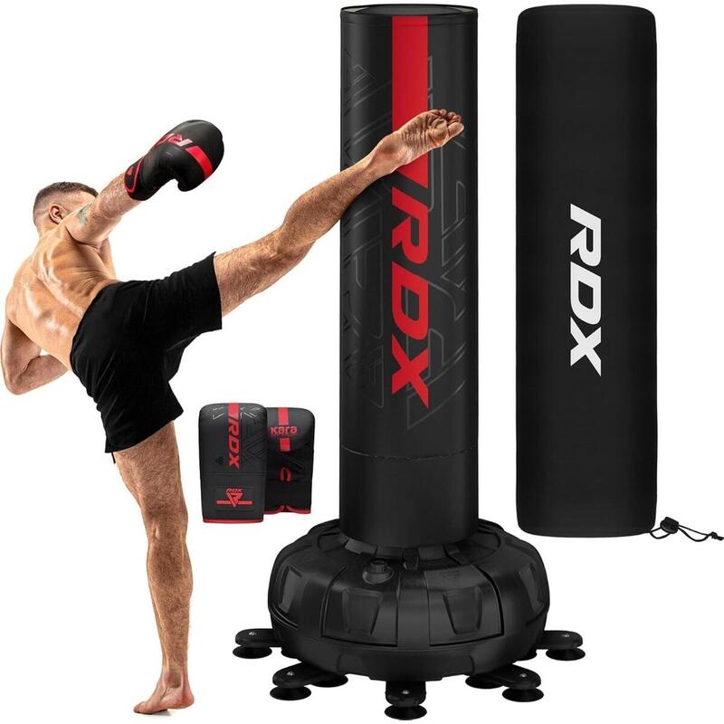 Set sac box de podea Rdx F6 6FT Kara, cu manusi incluse, Rosu, 6FT