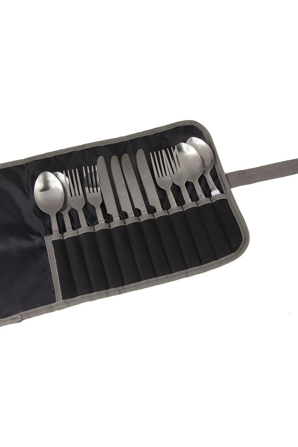 REGATTA 4 Person Adults Camping Cutlery Set - Black Seal Grey