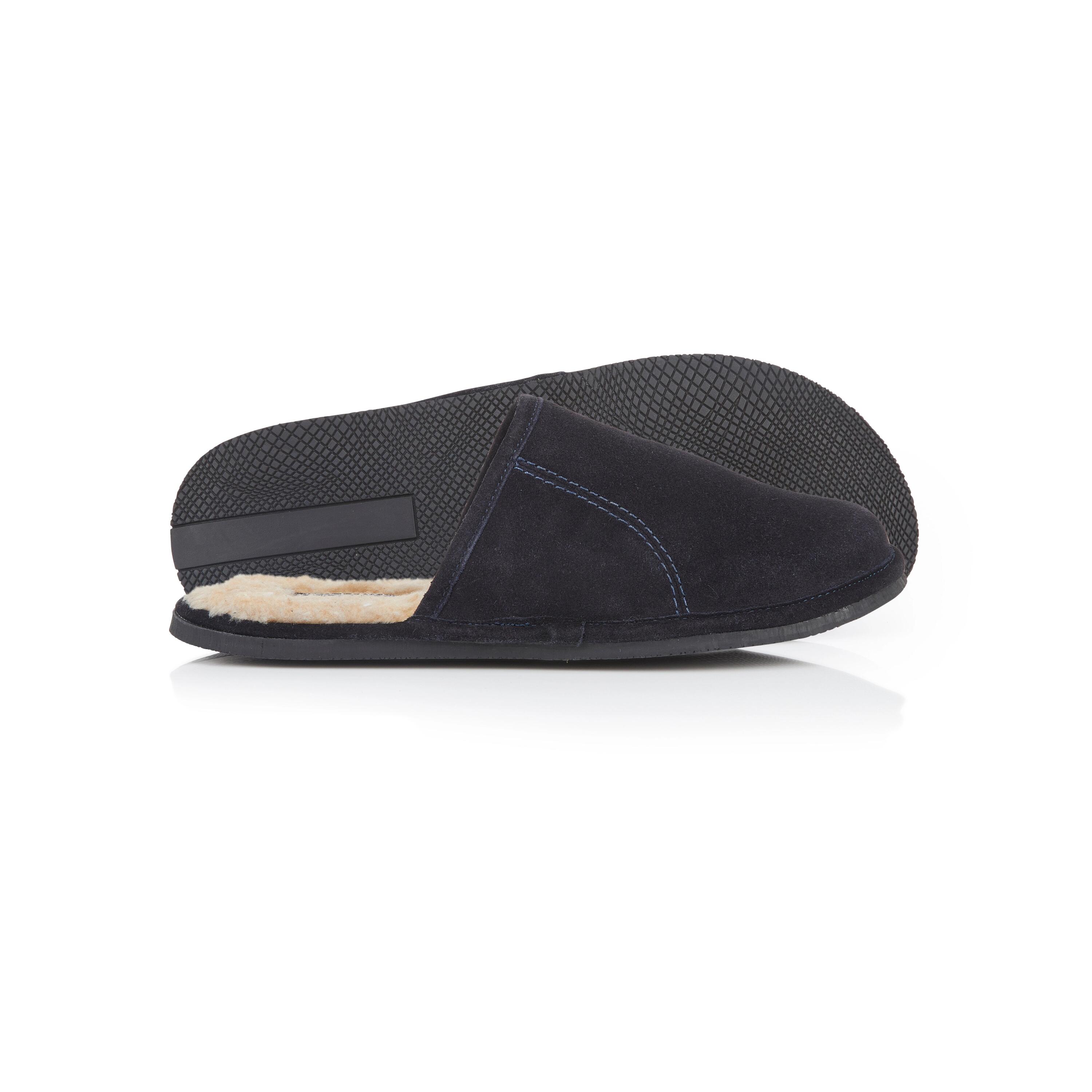 EDWARD Men's Leather Fleece Mule Slippers 3/7