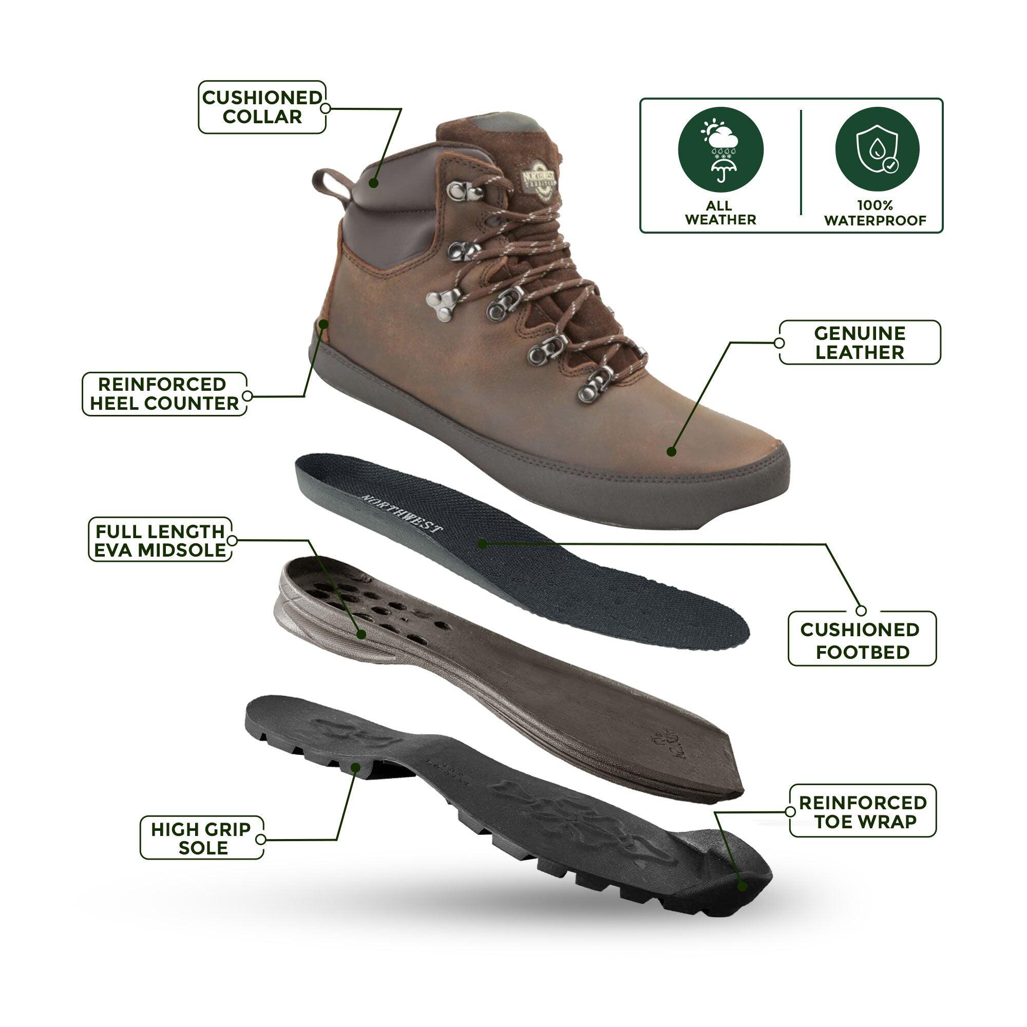 PELLY Men's Leather Waterproof Walking Boots 2/7