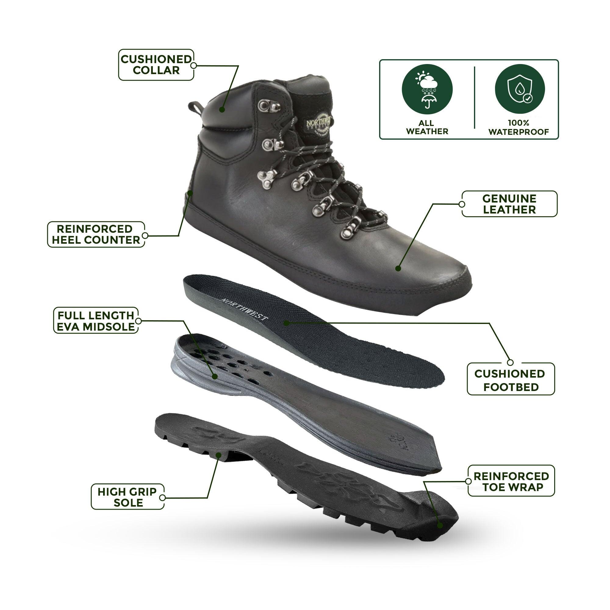 PELLY Men's Leather Waterproof Walking Boots 2/7